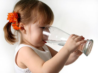 child drinking water