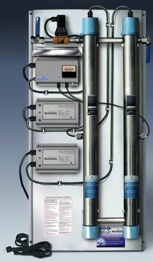 50 GPM - Ultraviolet System with Manual Shut-Off Valves, Alarm, UV Monitor and Automatic Solenoid Valve - 230V/50 Hz 