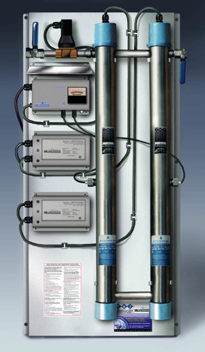 100 GPM - Ultraviolet System with Manual Shut-Off Valves, Alarm, UV Monitor and Automatic Solenoid Valve - 230V/50 Hz 